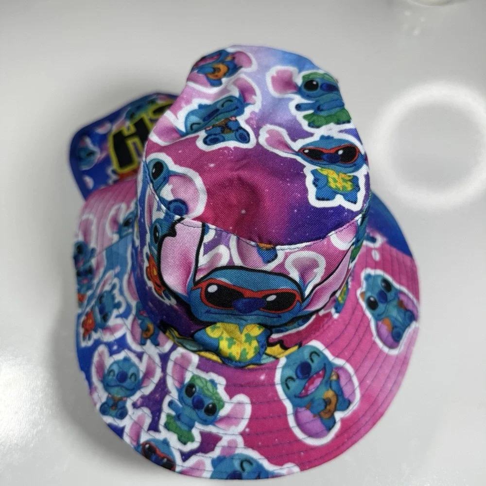 Lilo & Stitch Tie-Dye Bucket Hat Neck Flap Galaxy Print Kids Unisex Adjustable